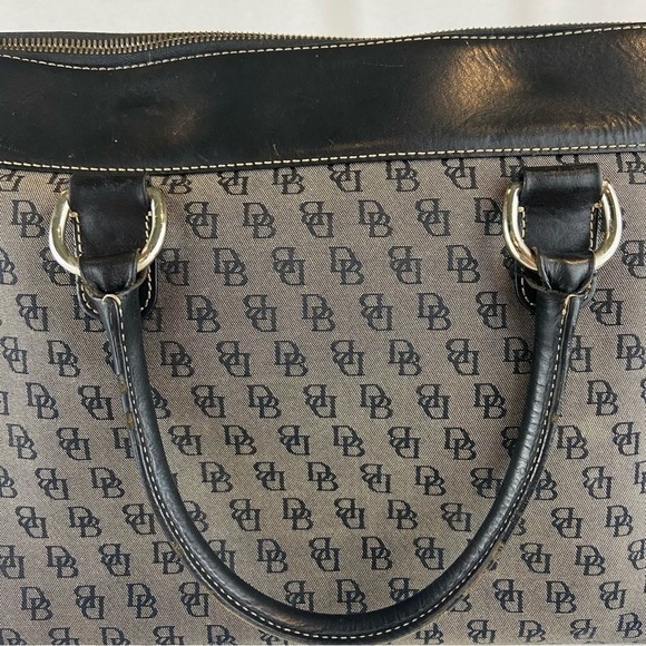 Dooney & Bourke Gray & Black Signature Logo Double Pocket Tote - Picture 2 of 14